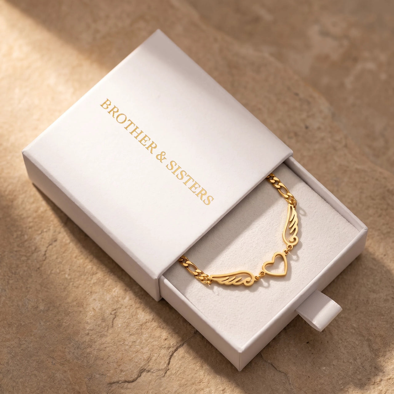 The gold bracelet in the Brother & Sisters gift box | SKU: 42007-gold