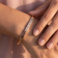 Thumbnail for Engraved bracelet for women — close-up of the details, rose gold | SKU: 9864184-rose