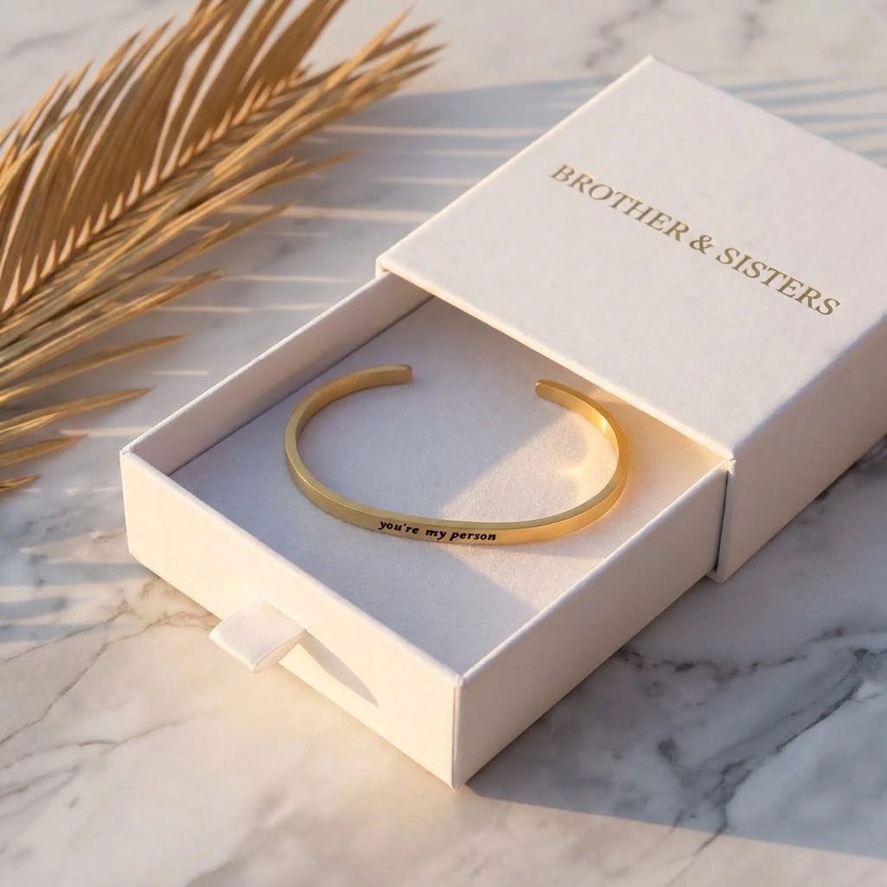 Bracelet with words — in the gift box, gold | SKU: 8174603-gold-color